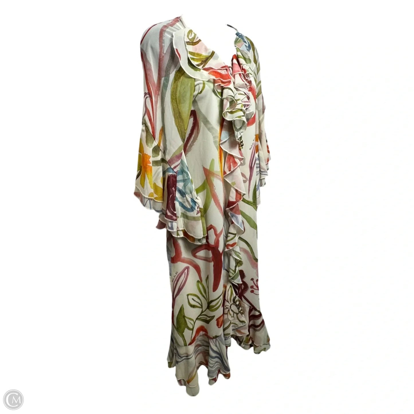 Bimini Ruffle Caftan Midi Dress By Mestiza In Floral Print, Size: S