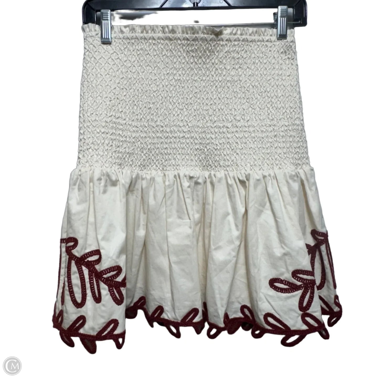 Nadine Smocked Skirt Mini & Short By Caballero In Cream & Red, Size: M