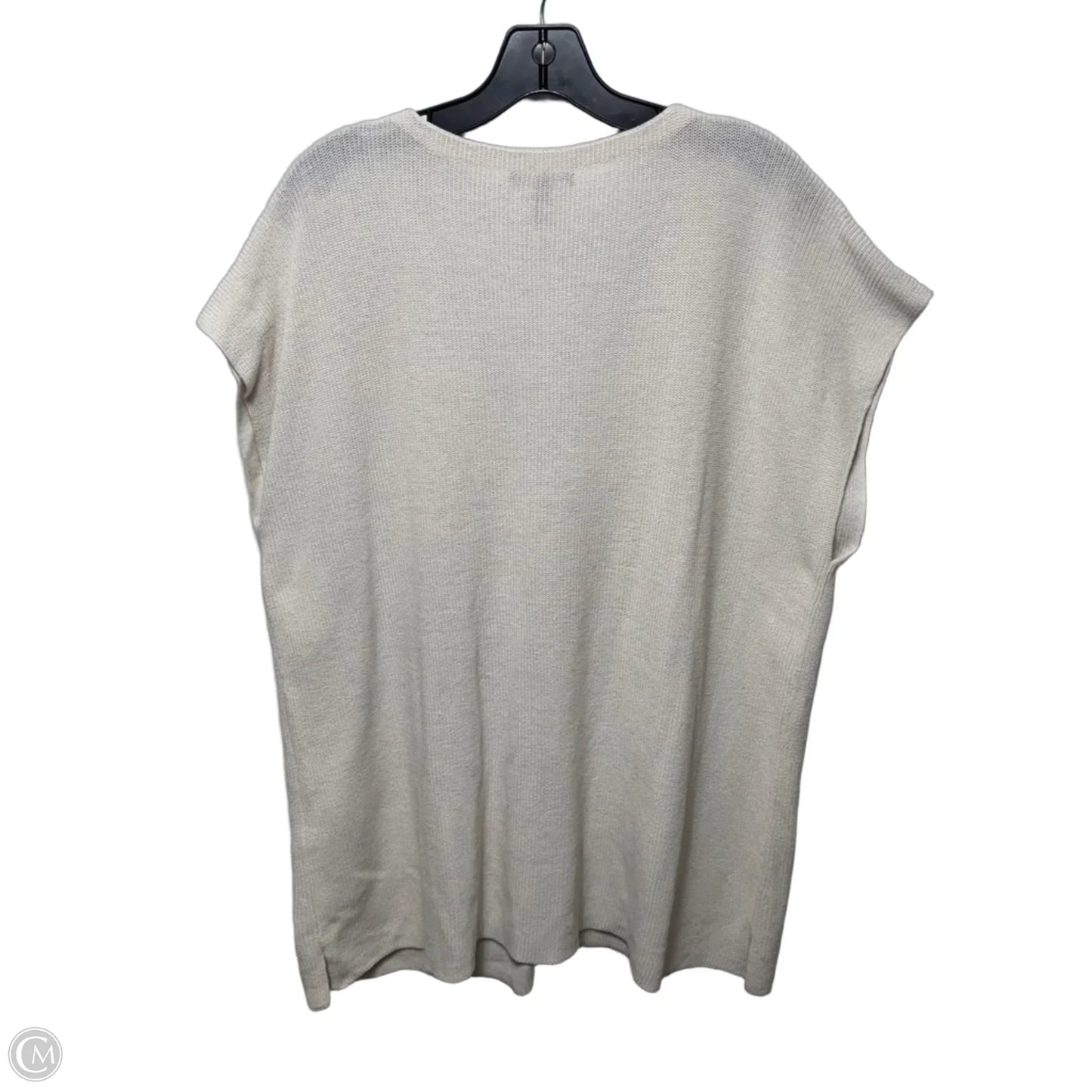 Organic Cotton Sweater Cardigan Sleeveless By Eileen Fisher In Cream, Size: 1x