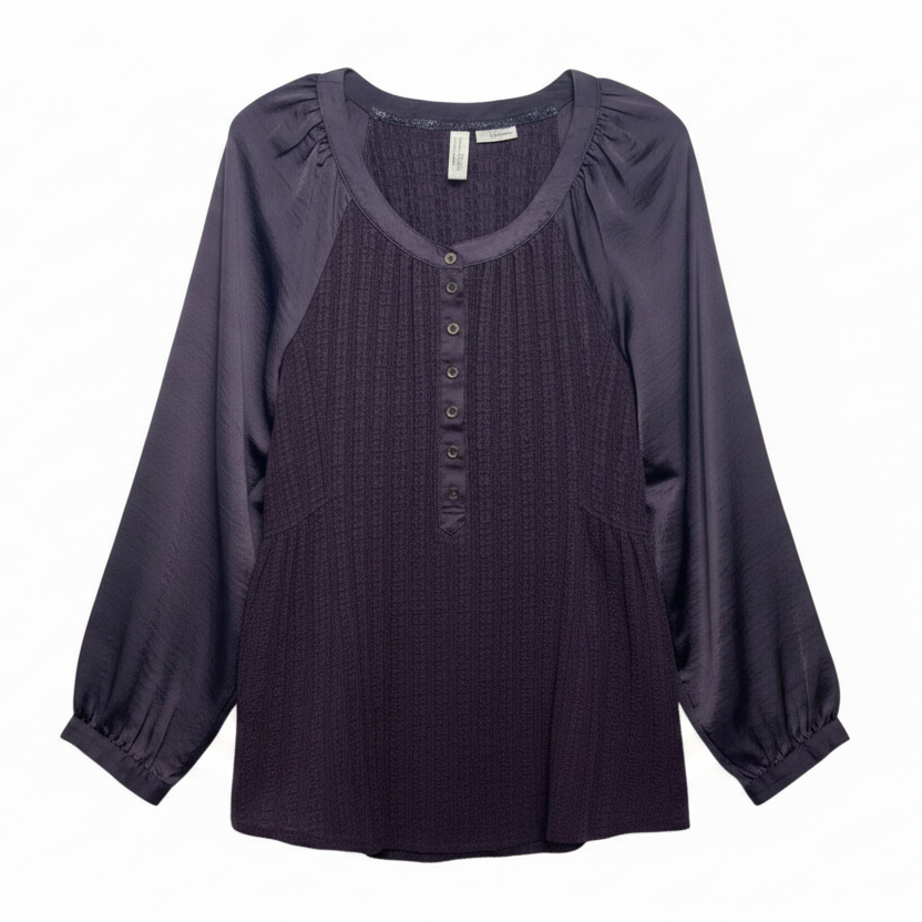 Kersee Henley Top By Meadow Rue X Anthropologie In Purple, Size: L