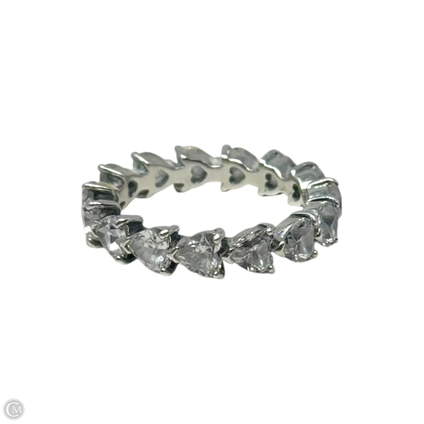 Band of CZ Hearts Ring Sterling Silver By Pandora, Size: 7