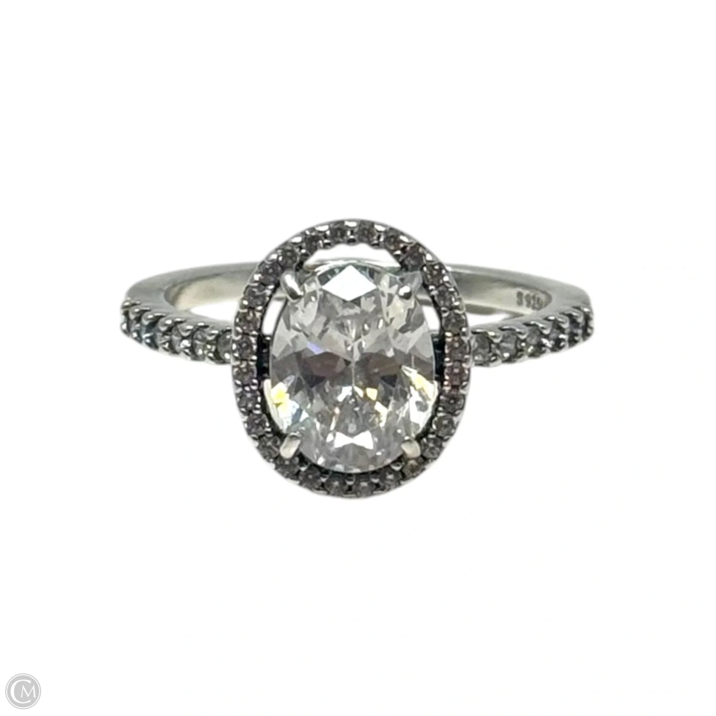 Sparkling Halo Ring Sterling Silver By Pandora, Size: 7
