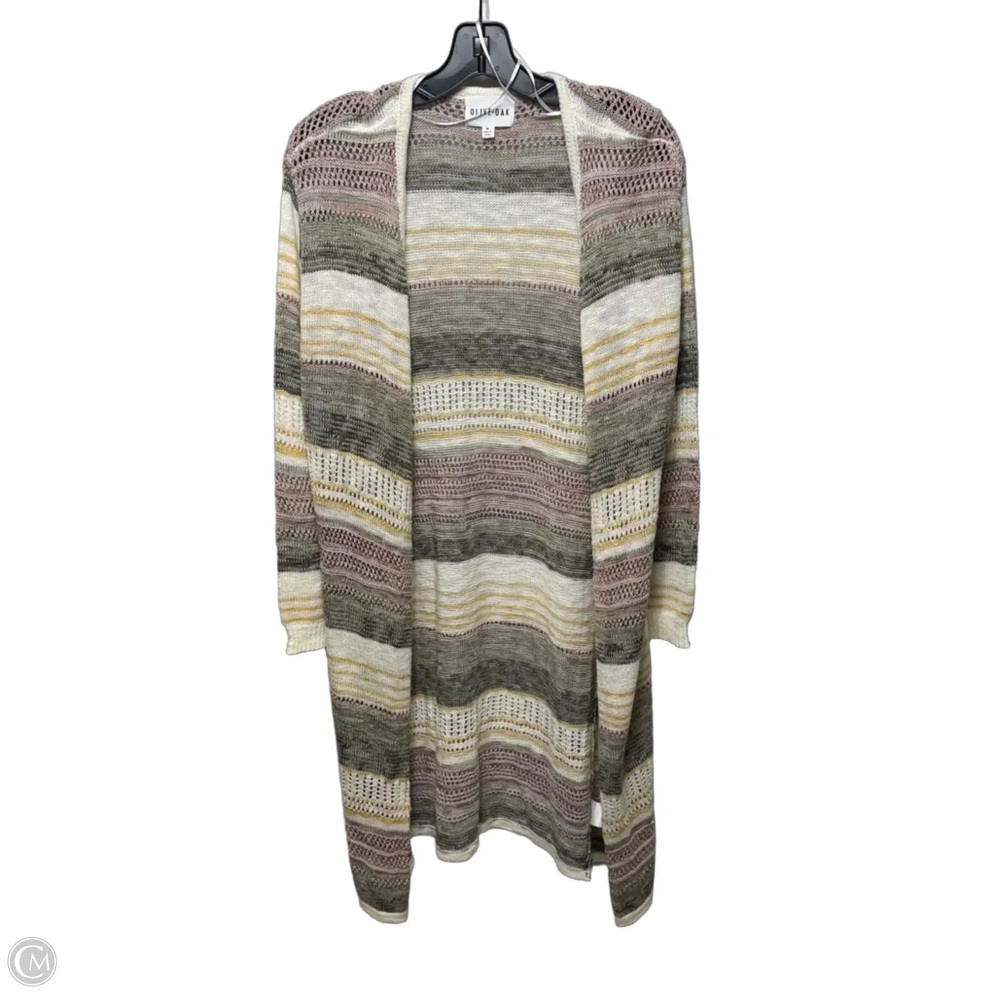 Sweater Cardigan By Olive And Oak In Striped Pattern, Size: M