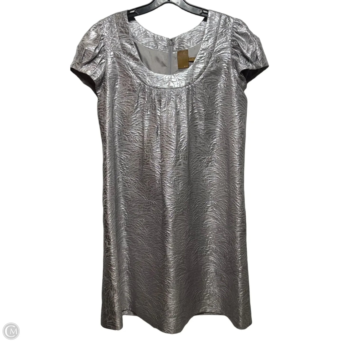 Metallic Jacquard Mini Dress By Ali Ro In Silver, Size: 12