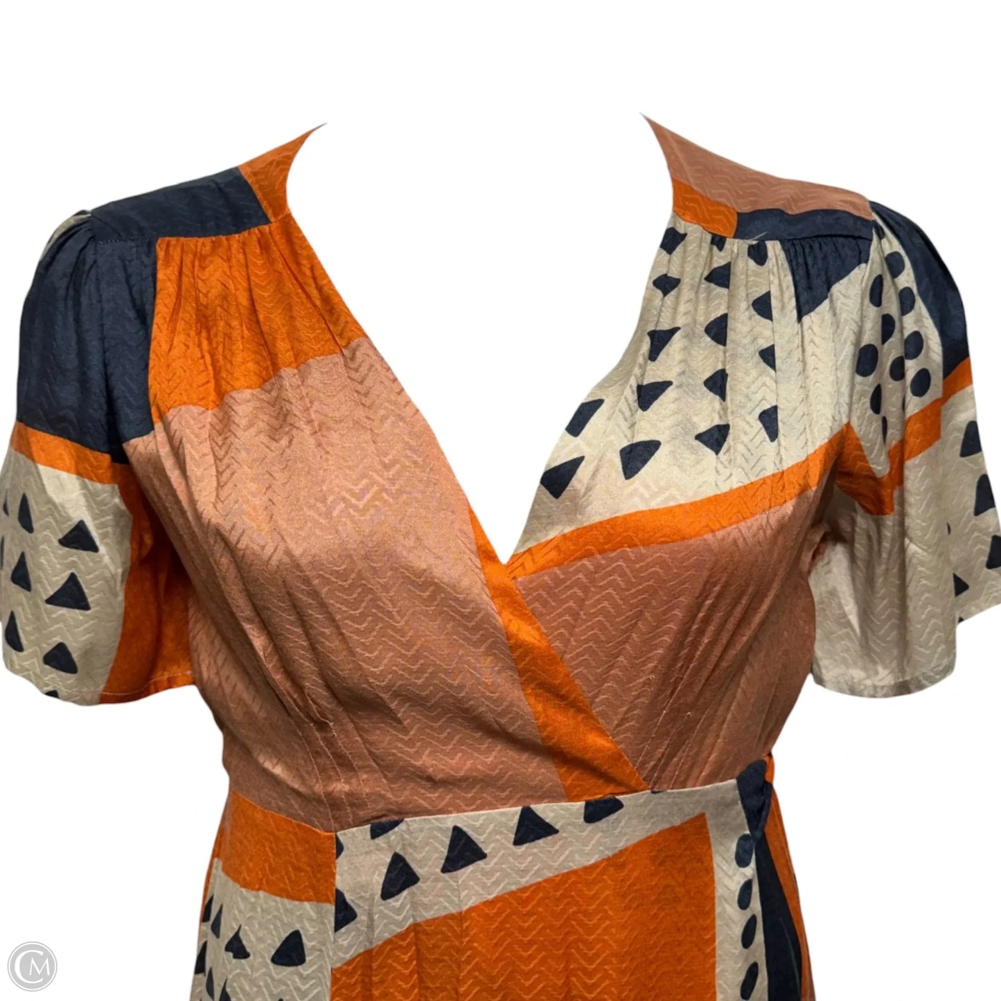 Melina Wrap Dress Casual Maxi By The Odells In Blue & Orange, Size: L