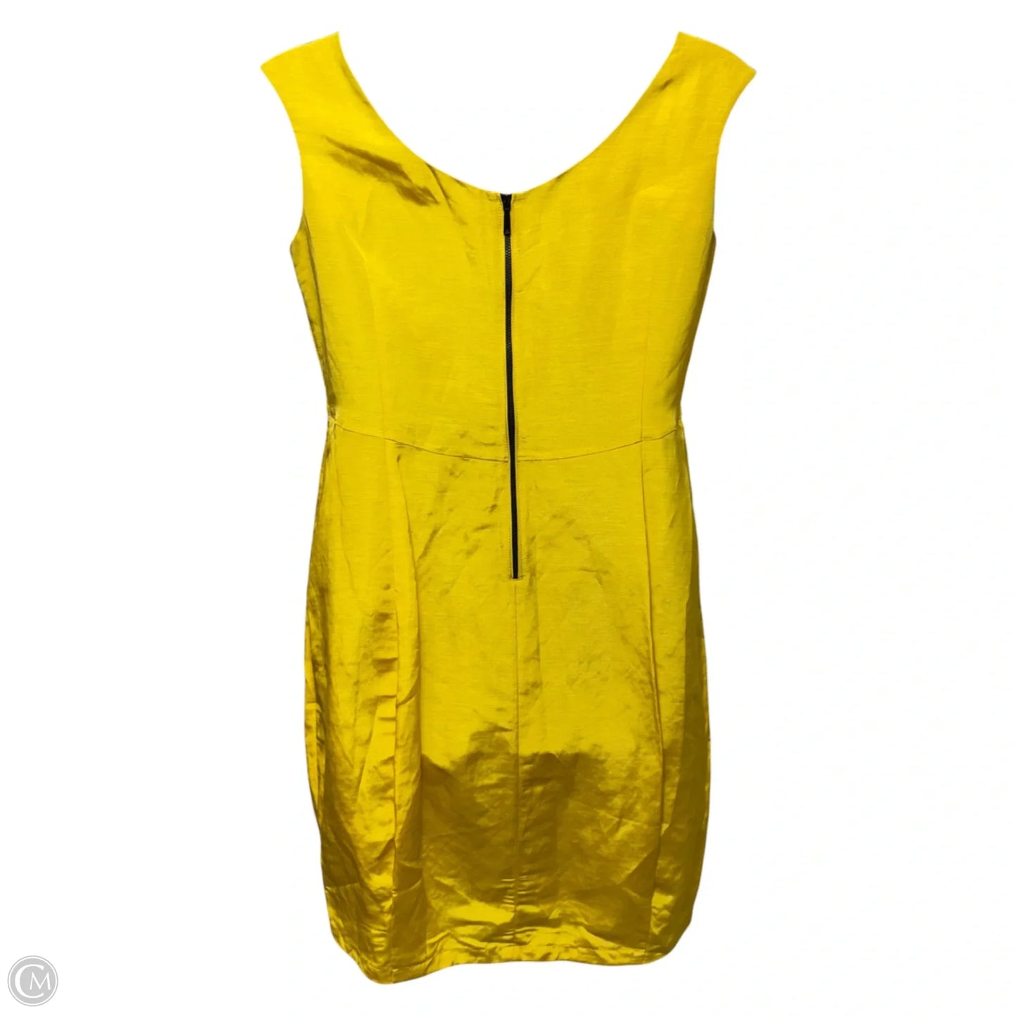 Linen Blend Dress Designer By Lafayette 148 In Yellow, Size: 12