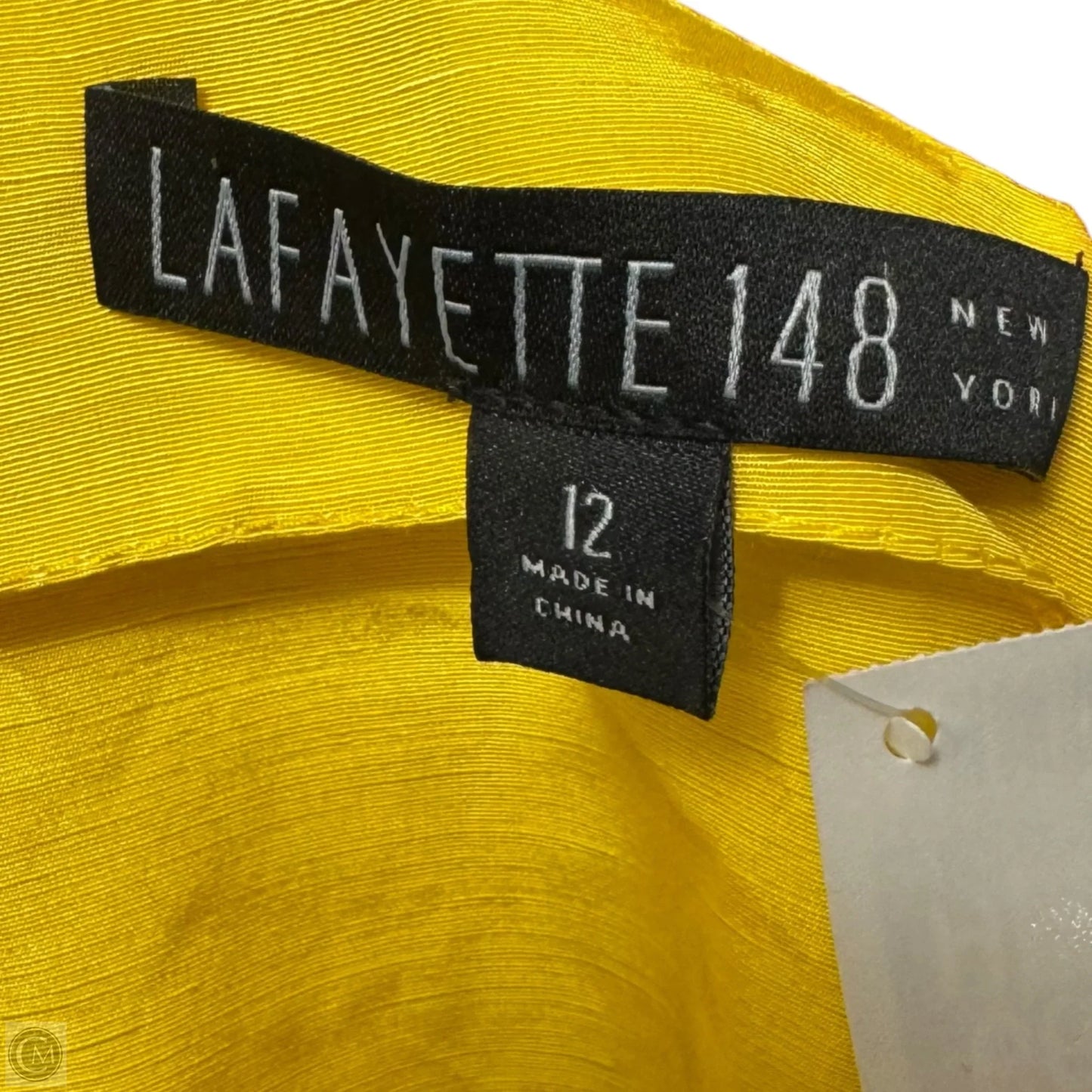Linen Blend Dress Designer By Lafayette 148 In Yellow, Size: 12