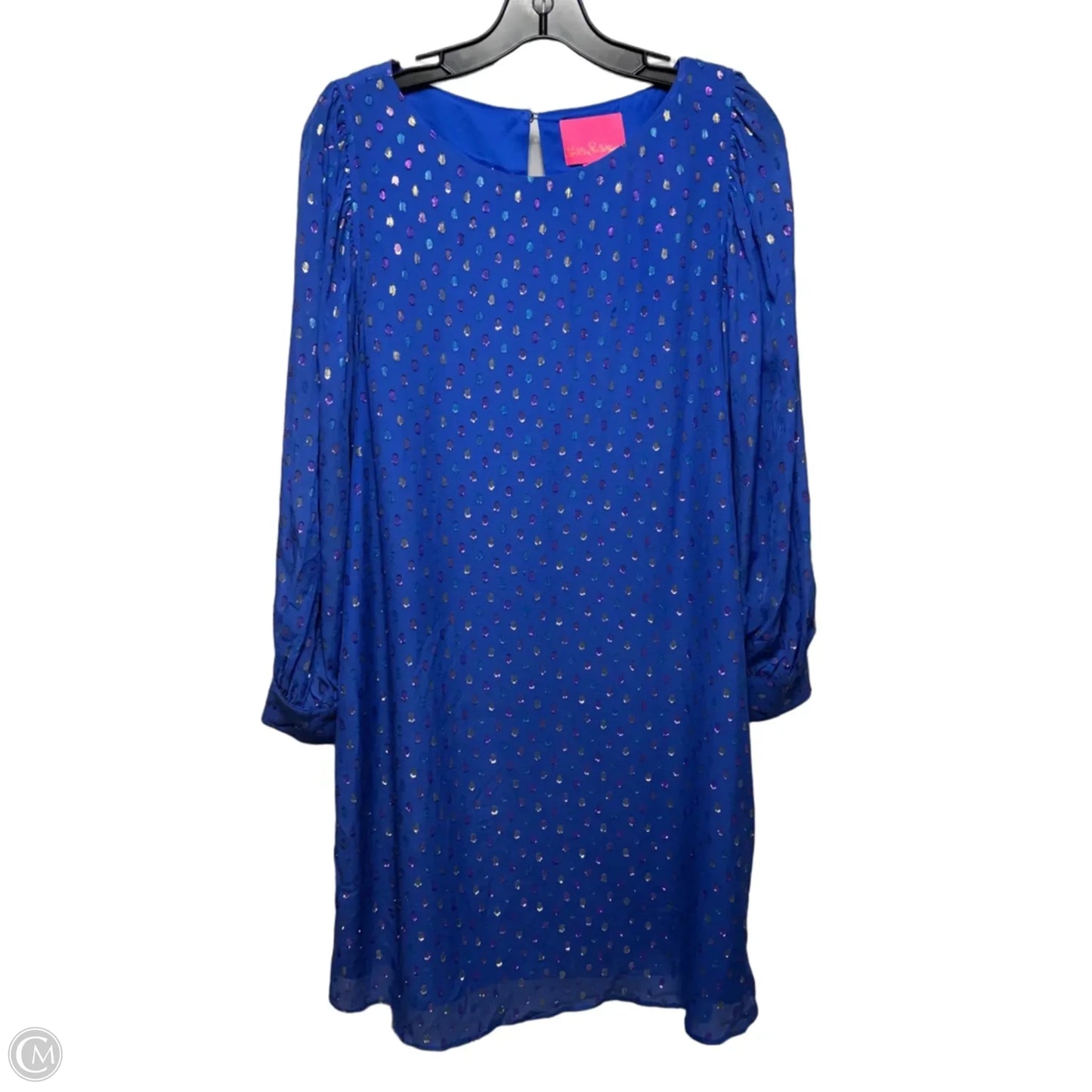 Maisel Silk Dress Dress Designer By Lilly Pulitzer In Iris Blue Moroccan Metallic Clip, Size: 12