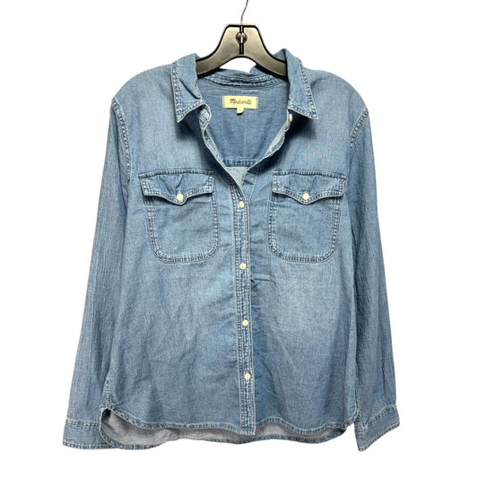 Top Long Sleeve By Madewell In Blue Denim, Size: Xl