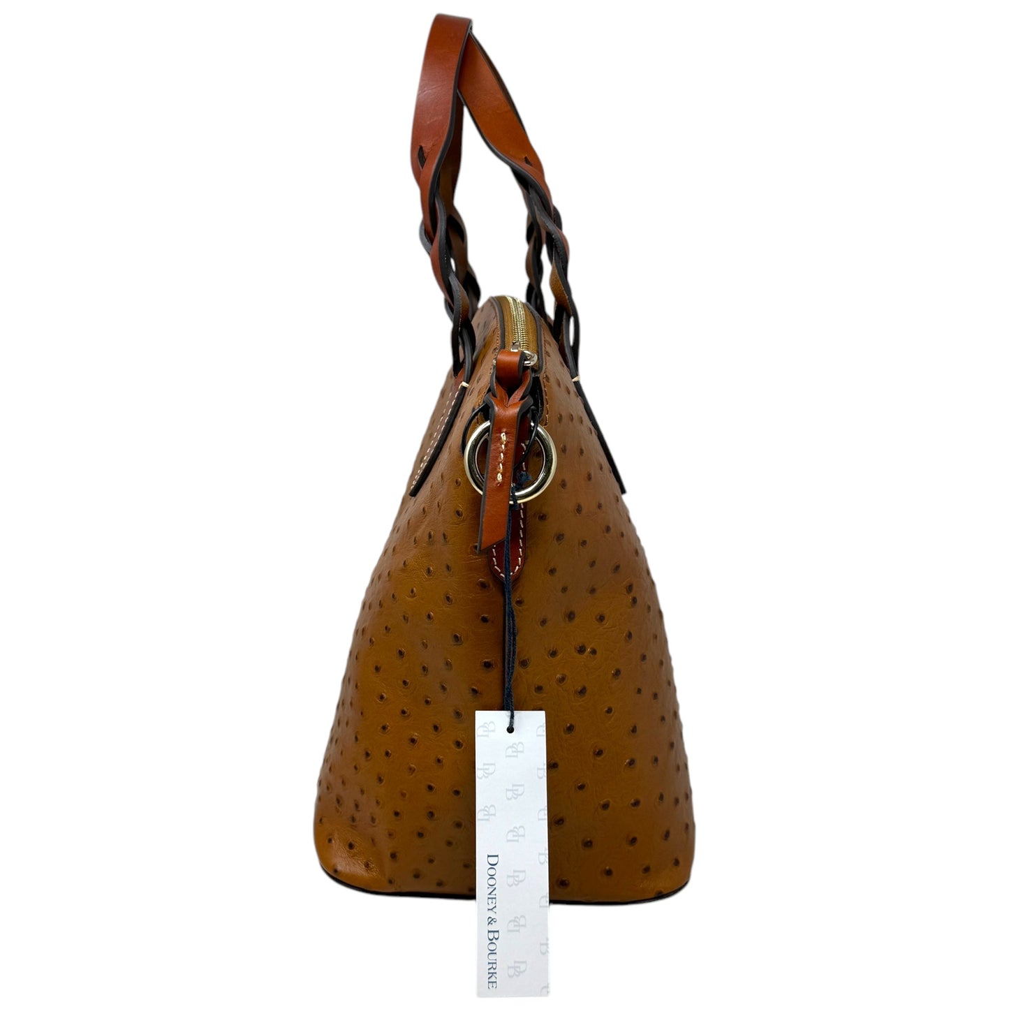 Ostrich Celeste Satchel Designer By Dooney And Bourke In Caramel , Size: Large