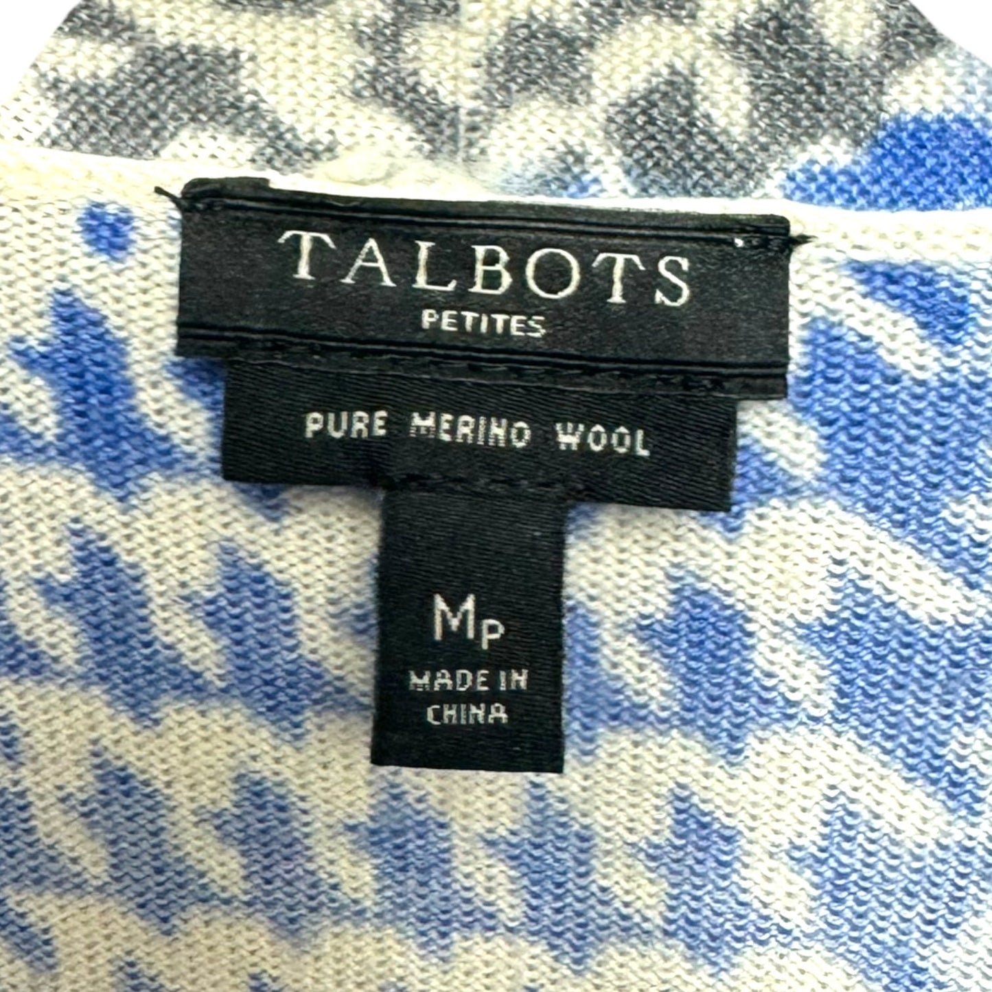 Sweater Cardigan By Talbots In Blue & Grey, Size: M