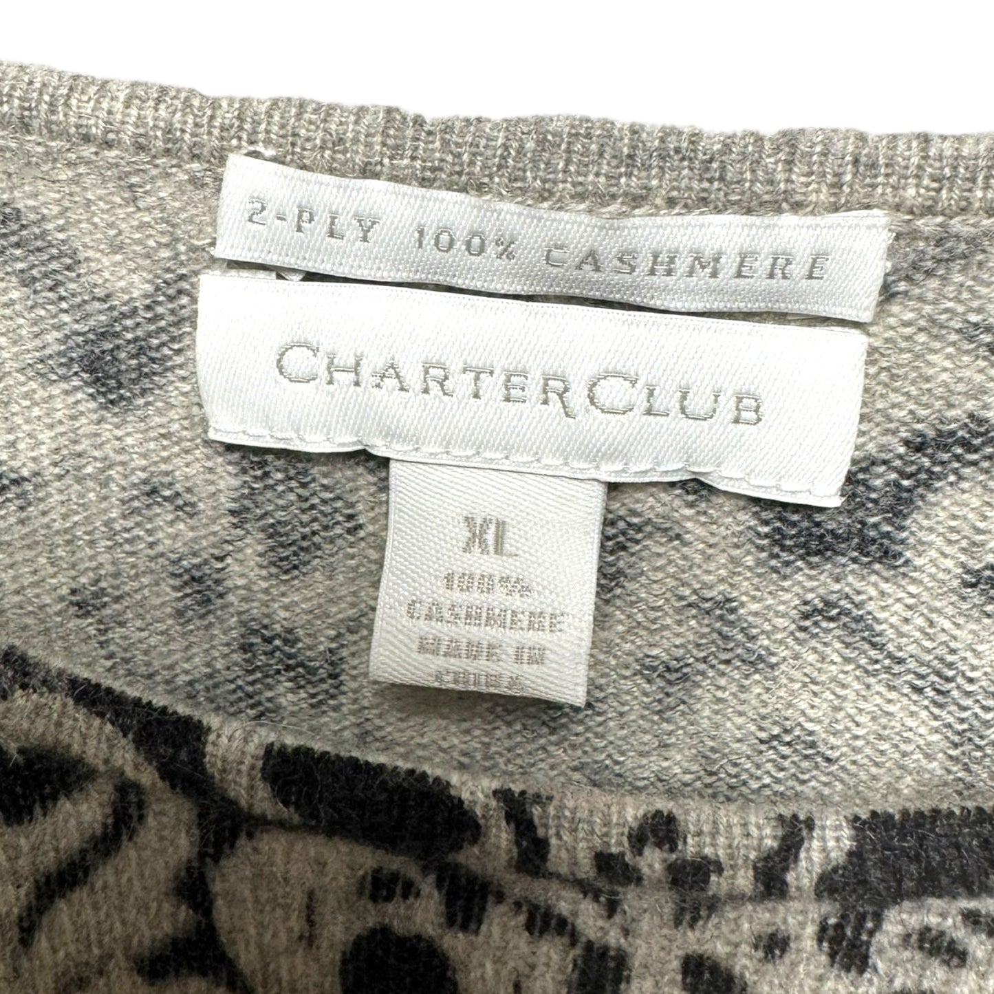 Sweater Cashmere By Charter Club In Black & Grey, Size: Xl