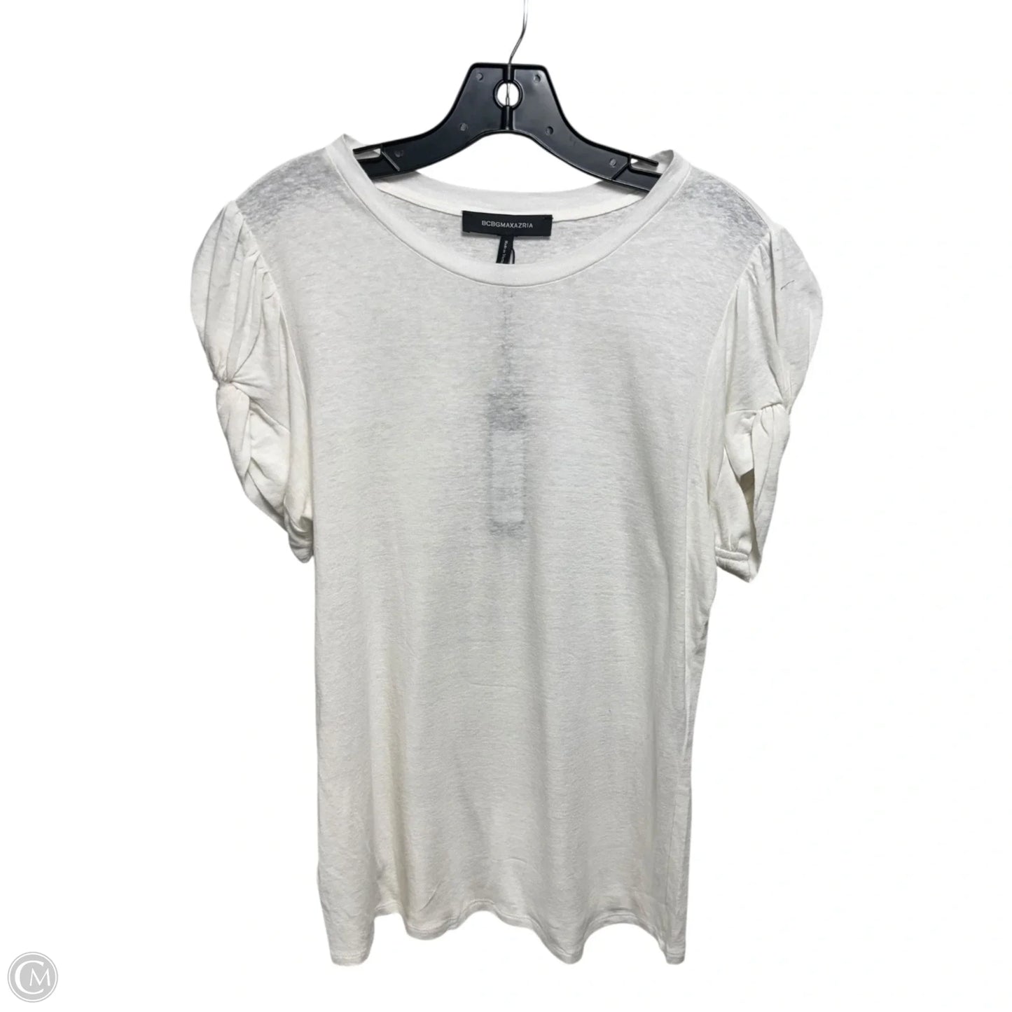 Linen Blend Top Short Sleeve By Bcbgmaxazria In Cream, Size: M