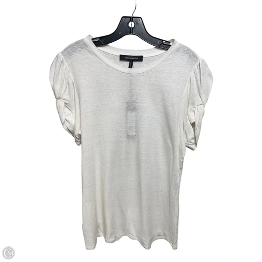 Linen Blend Top Short Sleeve By Bcbgmaxazria In Cream, Size: M