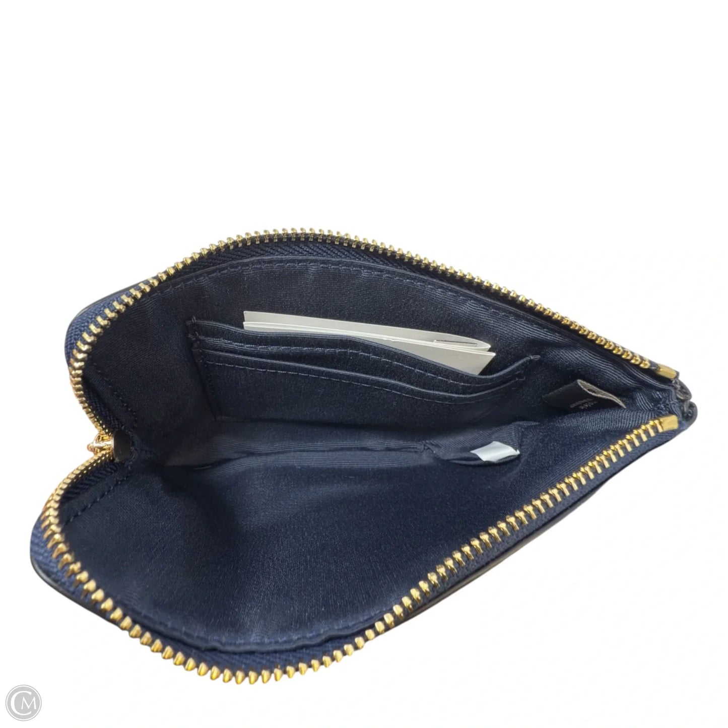 Crossgrain Leather Corner Zip Wristlet Designer By Coach In Midnight, Size: Small