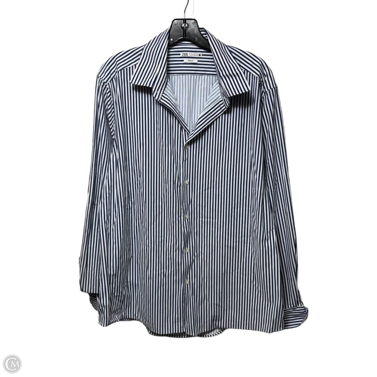 Slim Fit Top Long Sleeve By Zara In Striped Pattern, Size: Xl