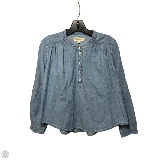 Top Long Sleeve By Madewell In Blue Denim, Size: M
