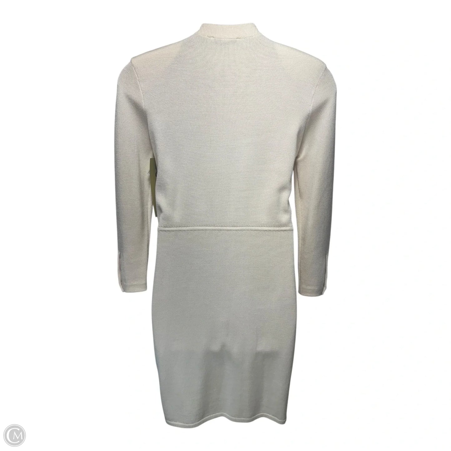 Vintage Knit Midi Dress Luxury Designer By St John Collection In Cream, Size: 8