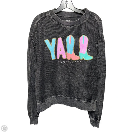 Sweatshirt Crewneck By Simply Southern In Grey, Size: L