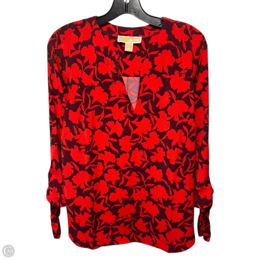 Top Long Sleeve By Michael By Michael Kors In Floral Print, Size: M
