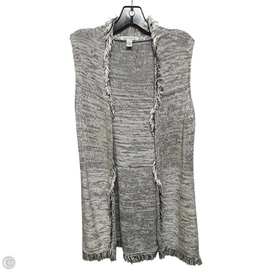 Long Vest Sweater Cardigan Designer By Belford In Black & White, Size: S