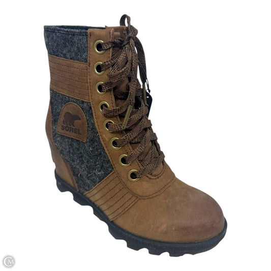 Lexie Wedge Boots Ankle Heels By Sorel In Brown, Size: 5