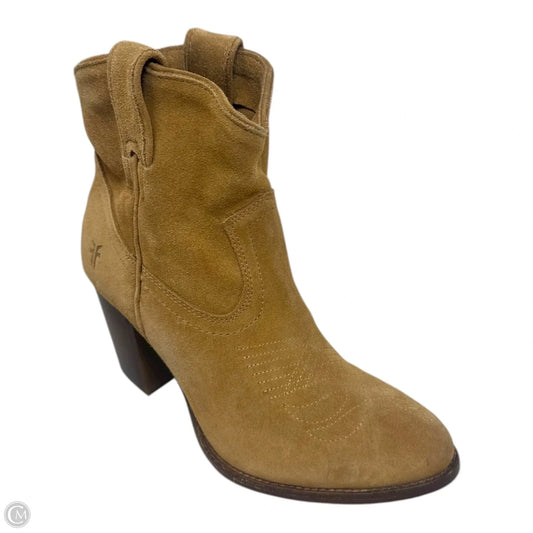 Ilana Suede Boots Ankle Heels By Frye In Tan, Size: 5.5