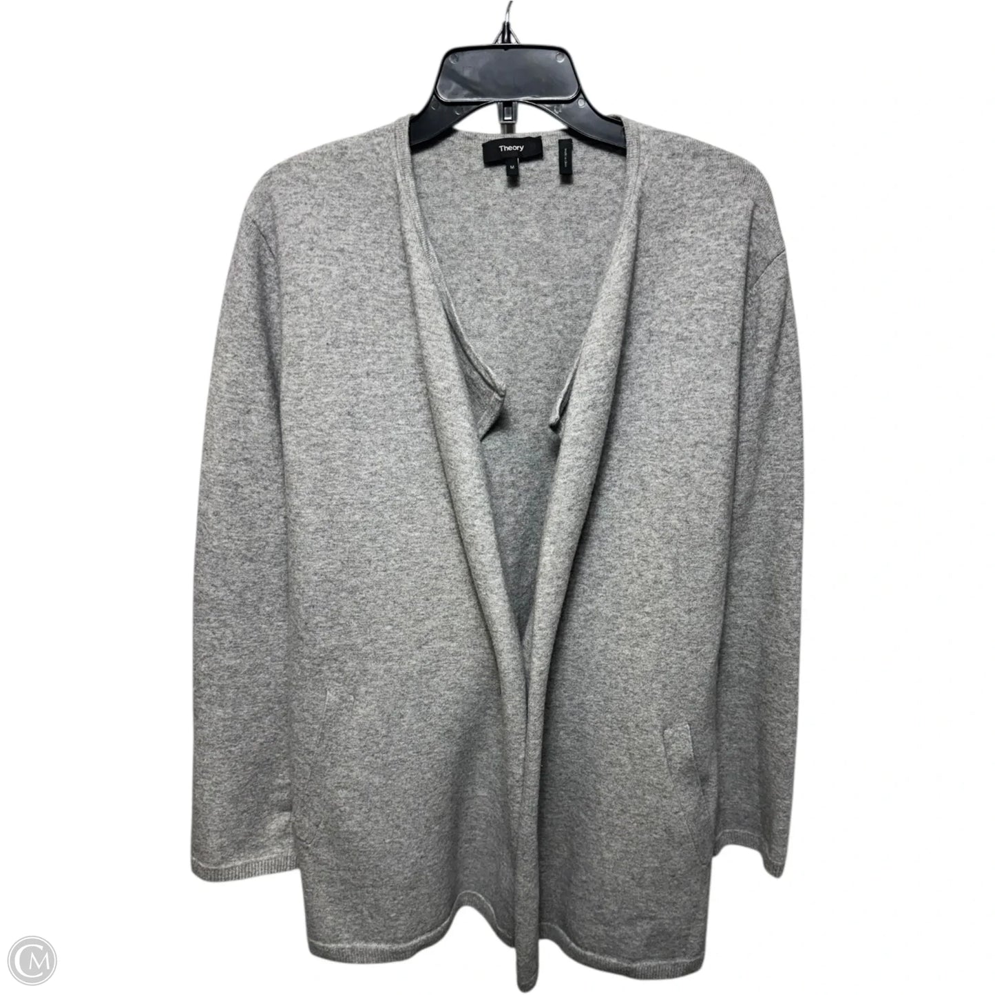 Wool Blend Sweater Cardigan By Theory In Grey, Size: M