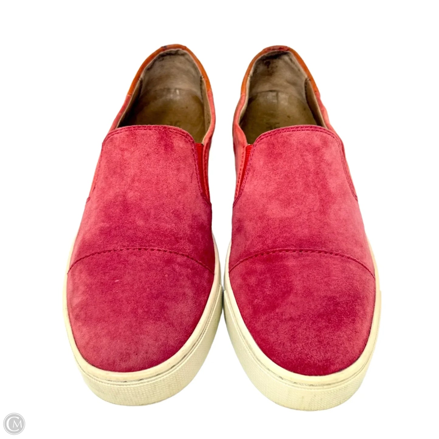 Gemma Cap Toe Suede Slip-On Sneakers Designer By Frye In Orange & Red, Size: 6.5