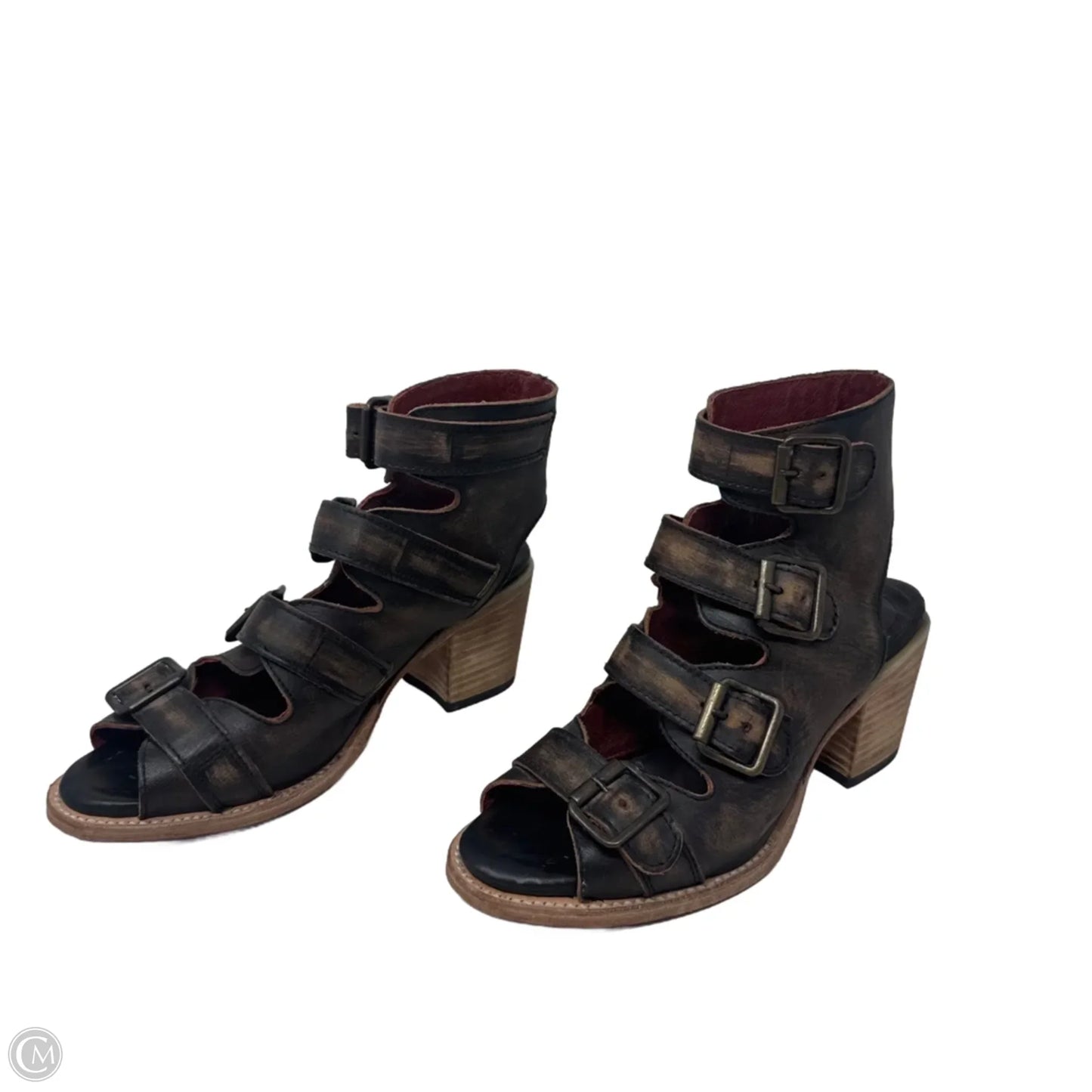 Quail Sandals Heels Block By Freebird In Brown, Size: 8