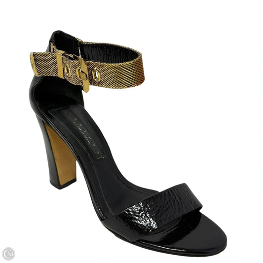 Reggie Chain Strap Block Heel Sandals By Laundry In Black & Gold, Size: 8.5