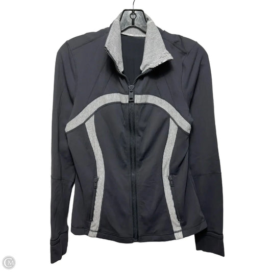 Athletic Jacket By Lululemon In Grey & White, Size: 10