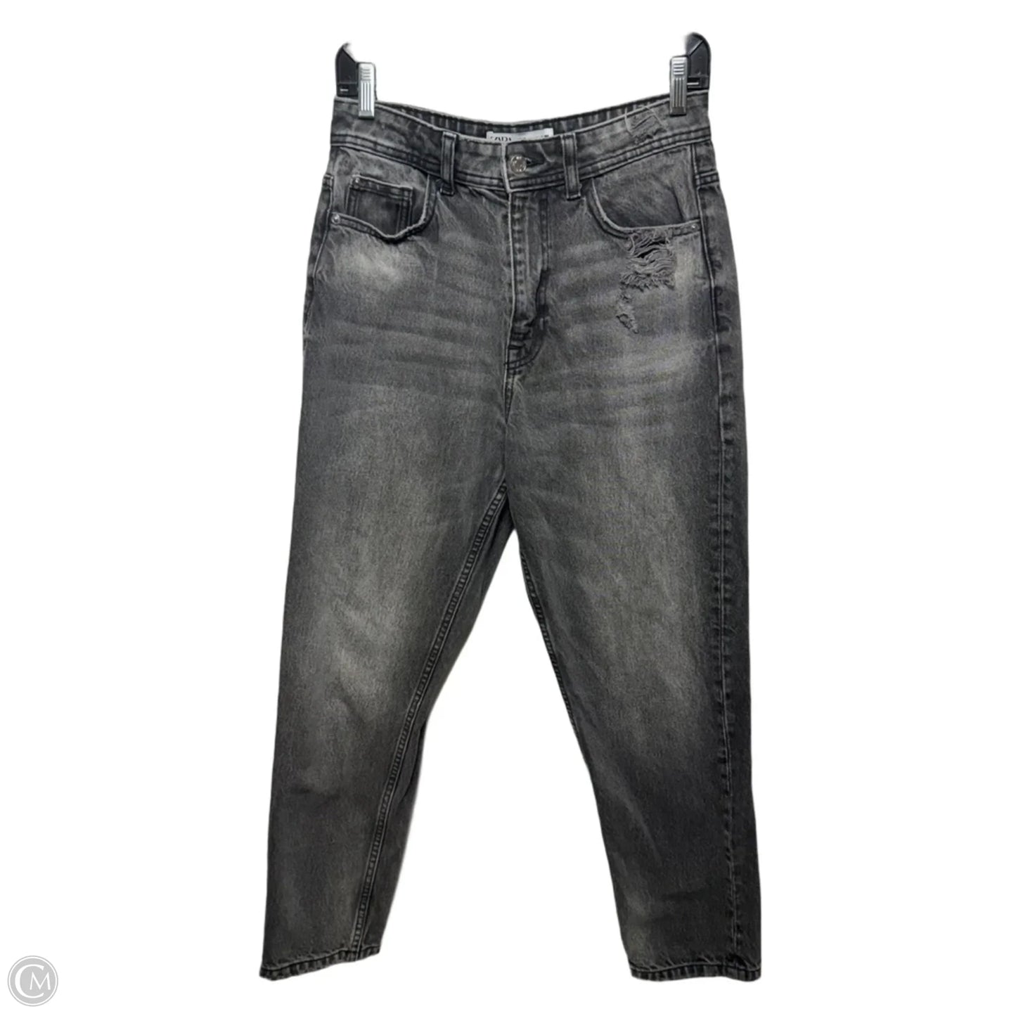 Distressed Jeans Straight By Zara In Black, Size: 6