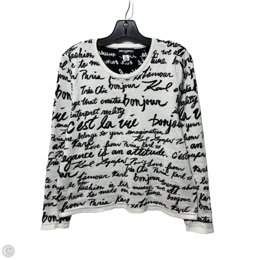 Sweater Designer By Karl Lagerfeld In Black & White, Size: L