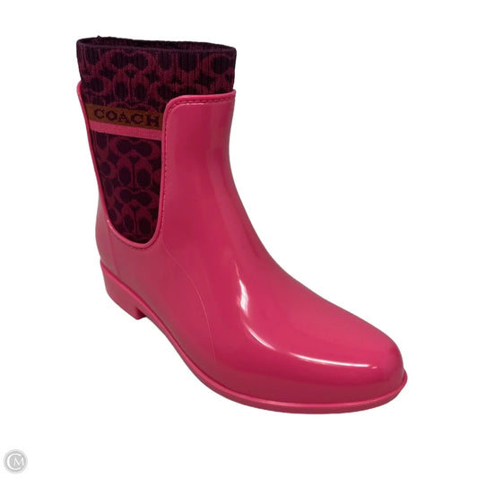 Rivington Rain Boots Designer By Coach In Pink, Size: 7