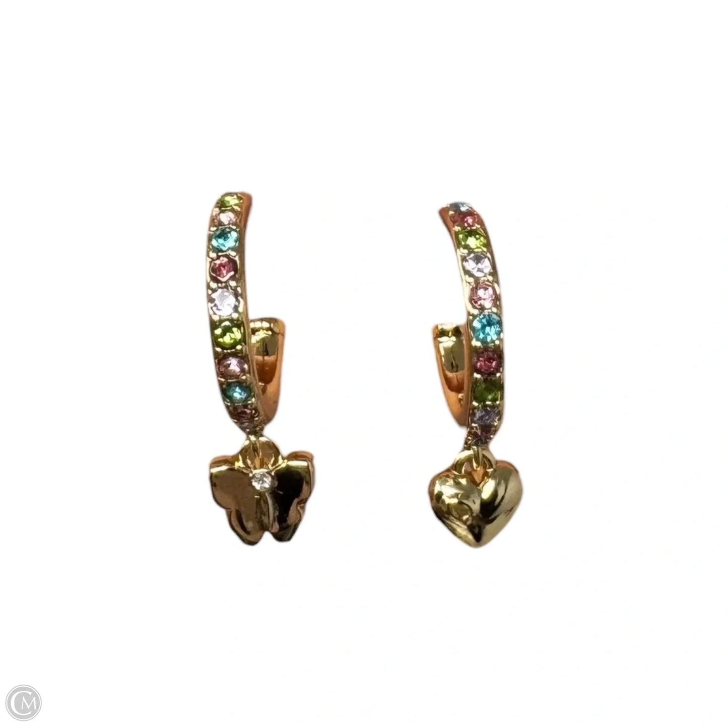 Multicolored Diamanté Dangle Earrings Designer By Coach
