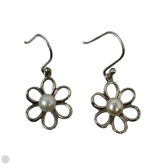 Mexican Sterling Flower Pearl Dangle Earrings