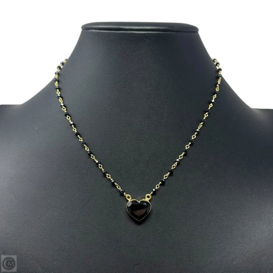 Heart Beaded Chain Necklace Sterling Silver