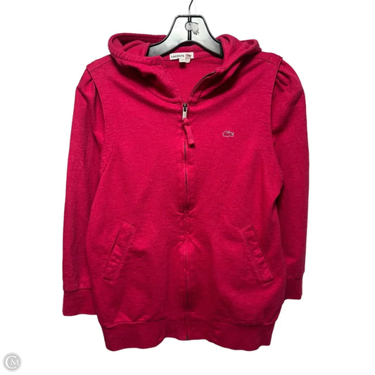 Hooded Athletic Jacket By Lacoste In Pink, Size: 8