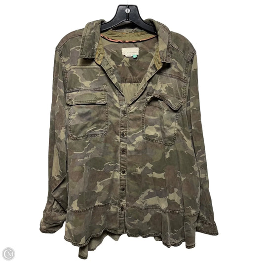 Top Long Sleeve By Anthropologie In Camouflage Print, Size: 1x
