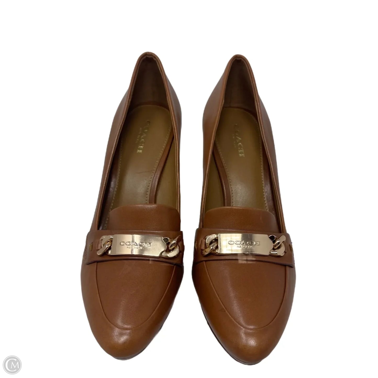 Shoes Designer By Coach In Brown & Gold, Size: 7