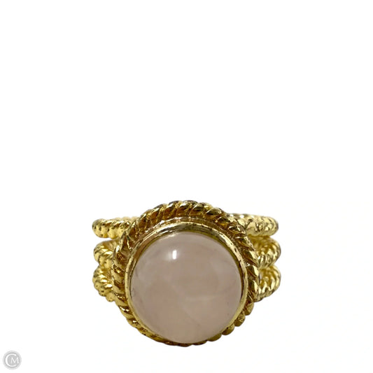 Gold Over Sterling Silver & Rose Quartz Twisted Rope Band Ring, Size: 6.5