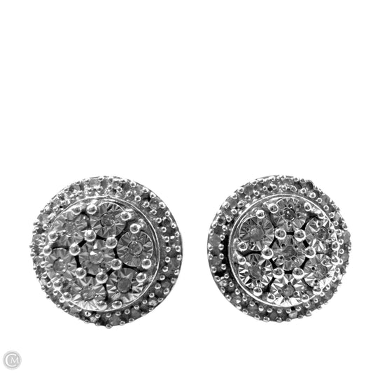 Diamond & Sterling Silver Halo Stud Earrings