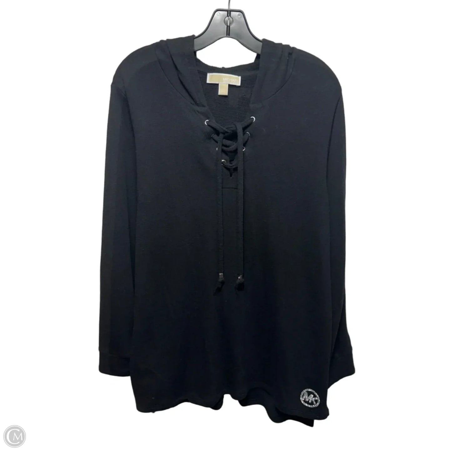 Hoodie Top Long Sleeve By Michael By Michael Kors In Black, Size: 1x