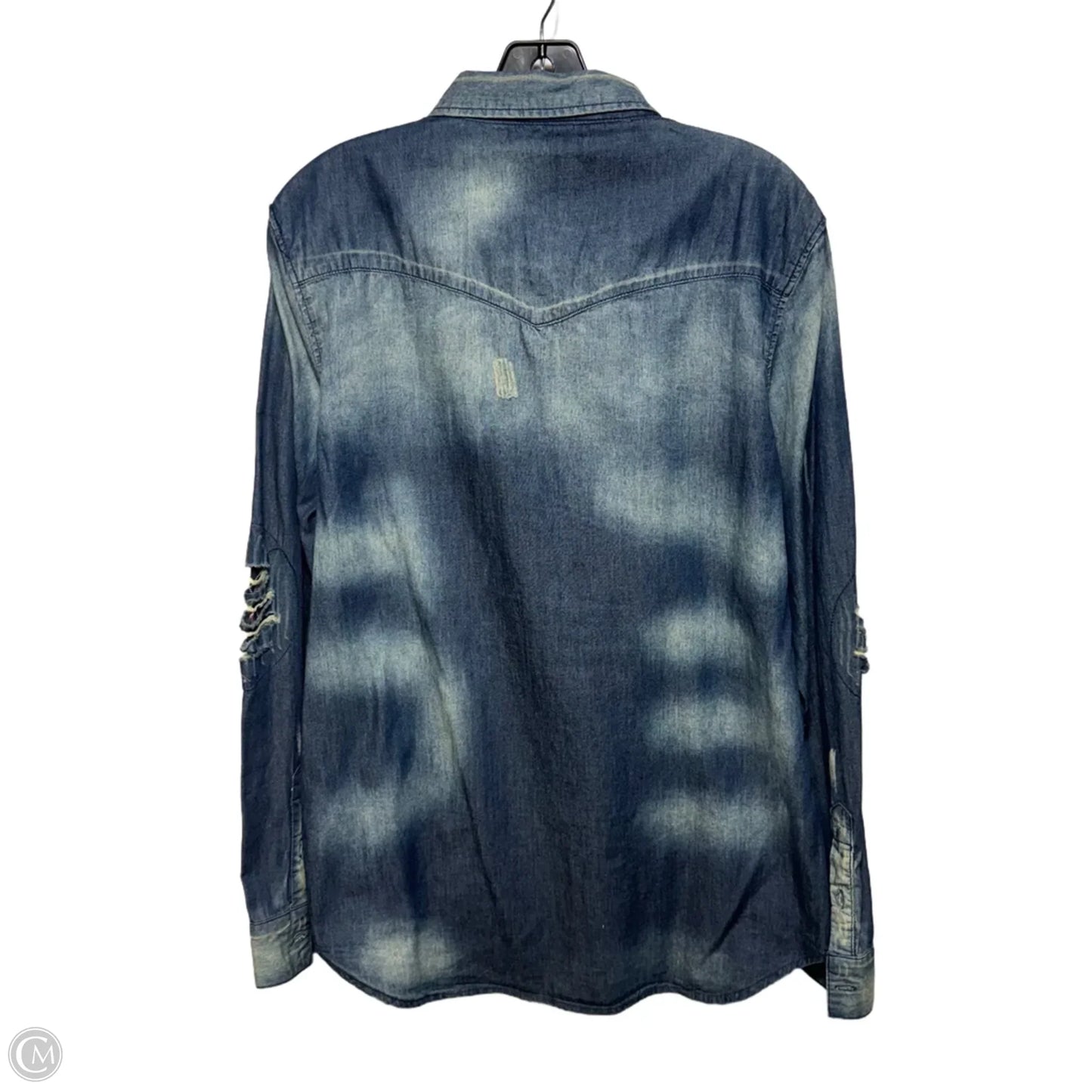 Distressed Top Long Sleeve By Vintage Havana In Blue Denim, Size: L