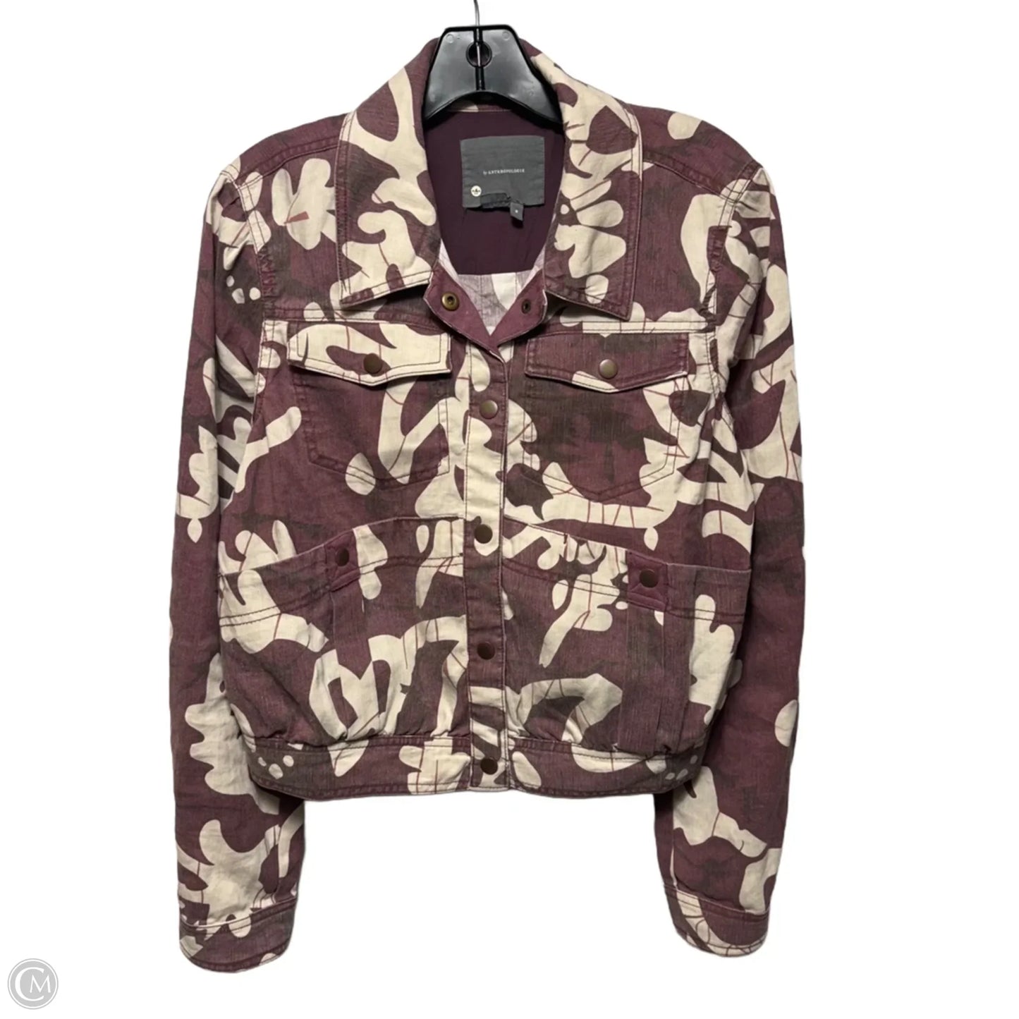 Mags Utility Trucker Jacket By Anthropologie In Maroon & White, Size: M