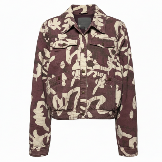 Mags Utility Trucker Jacket By Anthropologie In Maroon & White, Size: M