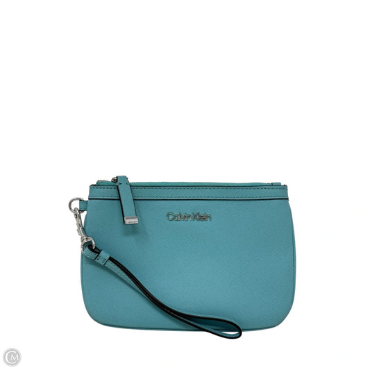 Saffiano Leather Zip Wristlet By Calvin Klein, Size: Large