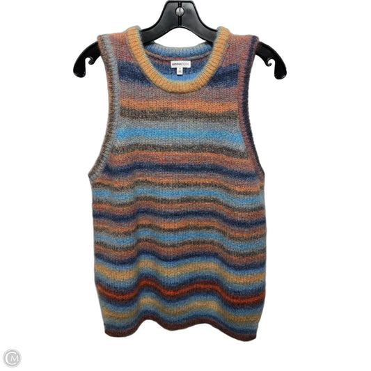 Wool Blend Vest Sweater By Minnie Rose In Striped Pattern, Size: M