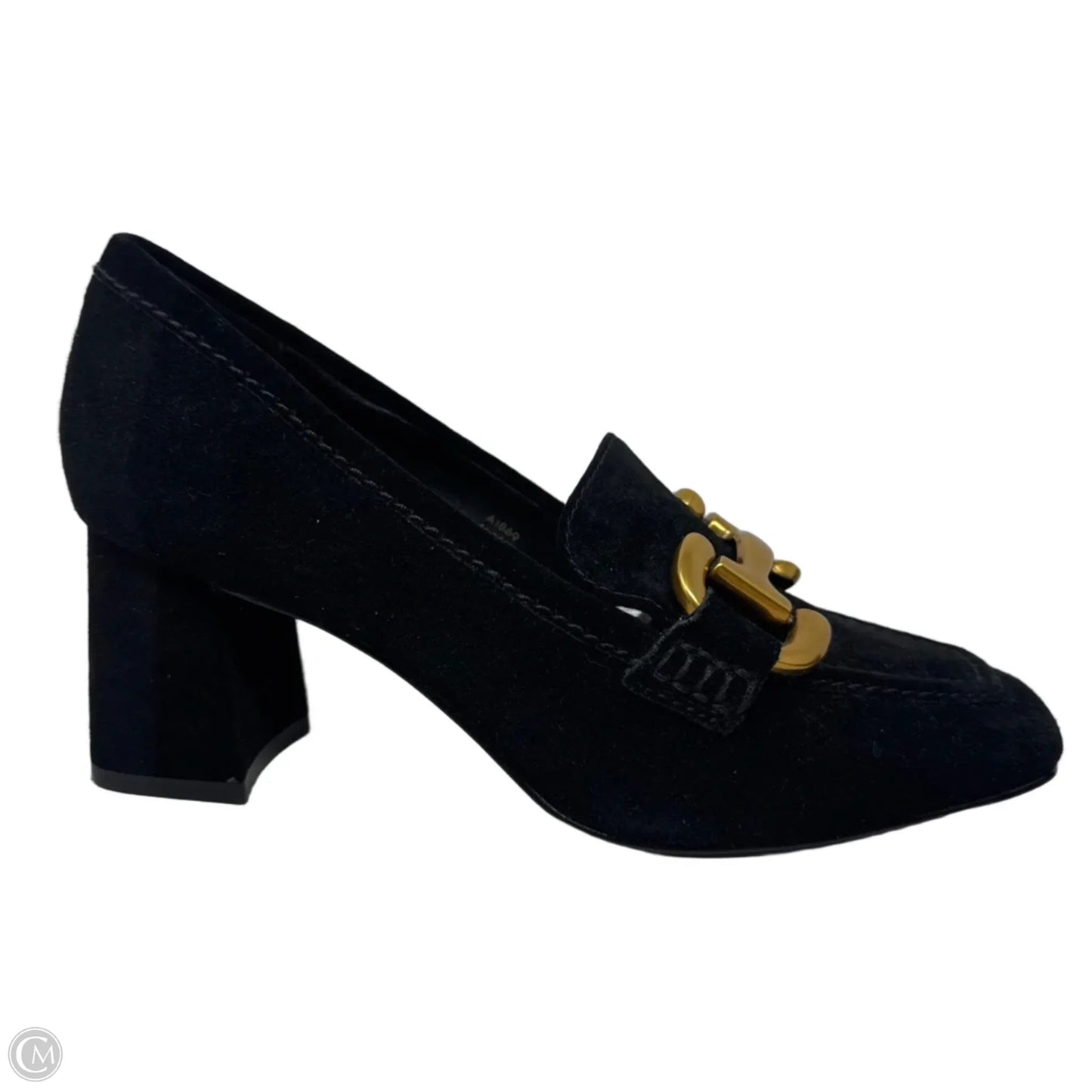 Suede Horsebit Loafers Shoes Heels Block By Boden In Black, Size: 7.5 (38)